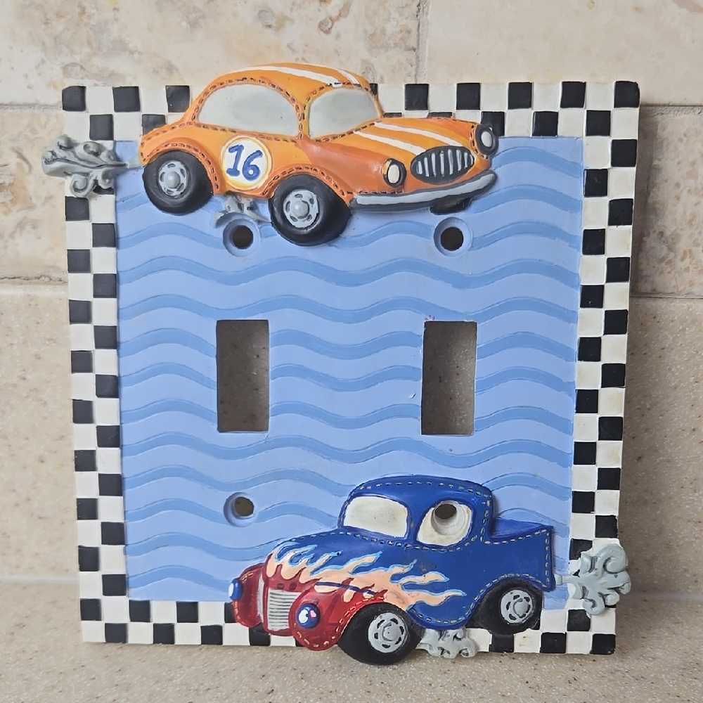 Borders Unlimited Race Car Hot Rod Double Light Wall Plate